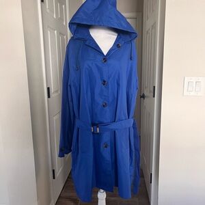 Capelli of New York Royal Blue Hooded Trench Coat. XL